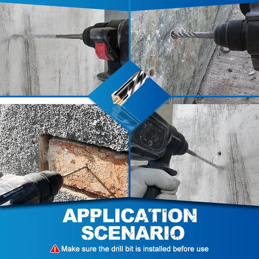BRSCHNITT SDS-Plus Hartmetall-Bohrer-Set für Beton, Mauerwerk, Granit und Ziegel mit Hartmetallspitzen in Silber - Bild 3