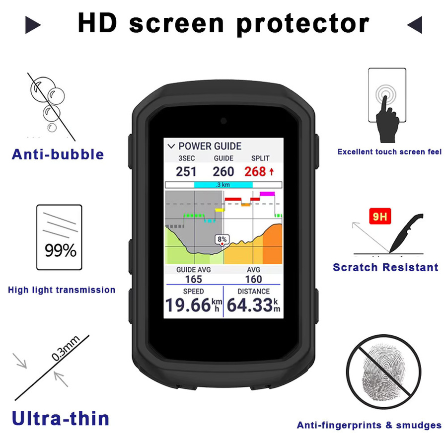Schutzhülle und 2 Glas-Schutzfolien für Garmin Edge GPS-Geräte, Silikon Case Set kompatibel mit Edge 540 und Edge 840 - Bild 2