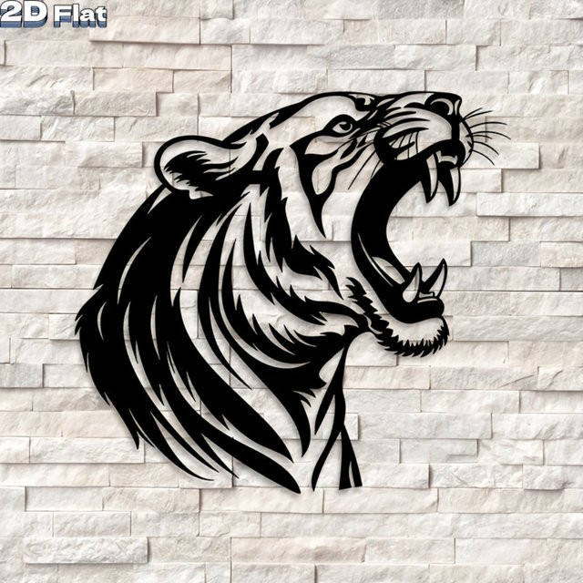 CIFBUY Metall-Tigerkopf Wandkunst für Garten und Terrasse, B/H/T: 25,4 x 25,4 x 25,4 cm - Bild 1