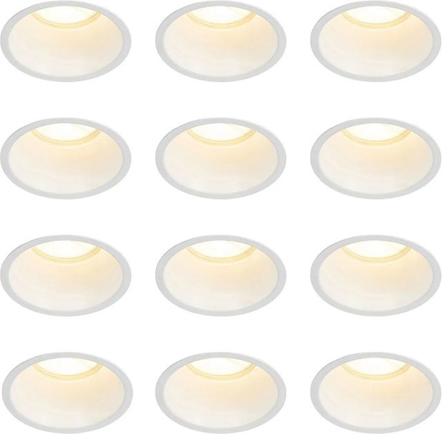 QAZQA Set mit 12 weißen Einbauleuchten GU10, IP44, warmweiß, Durchmesser: 70 mm - Bild 1