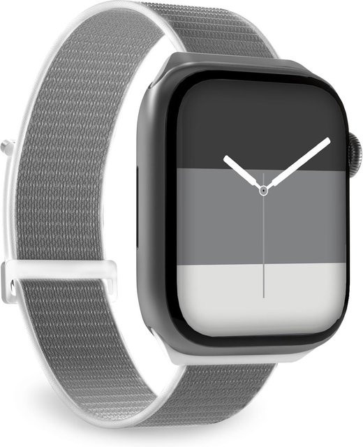 SBS Uhrenarmband für Apple Watch 38/40/41 mm, Klettverschluss, Grau, Textil/NATO, Unisex - Bild 1