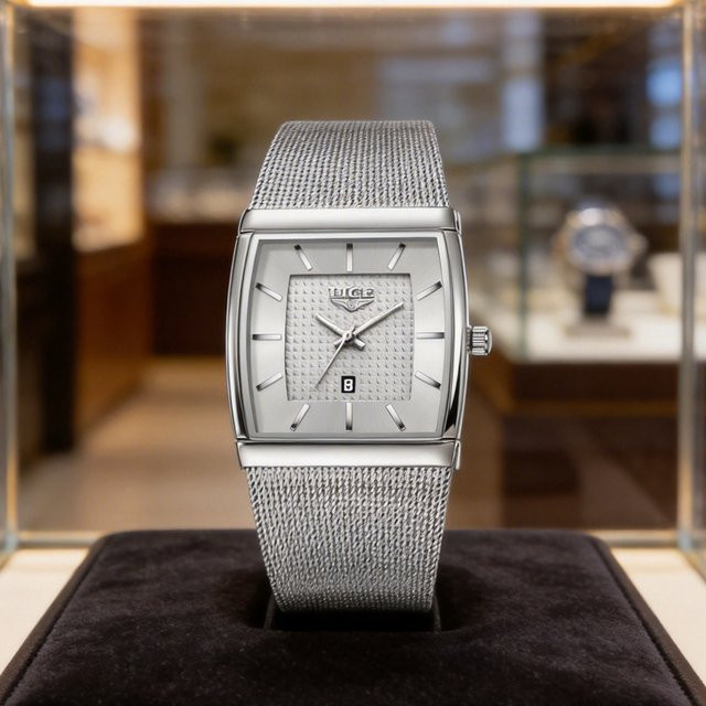 LIGE Armbanduhr, Quarz, Edelstahl, Silber, Herren, Datumsanzeige - Bild 1
