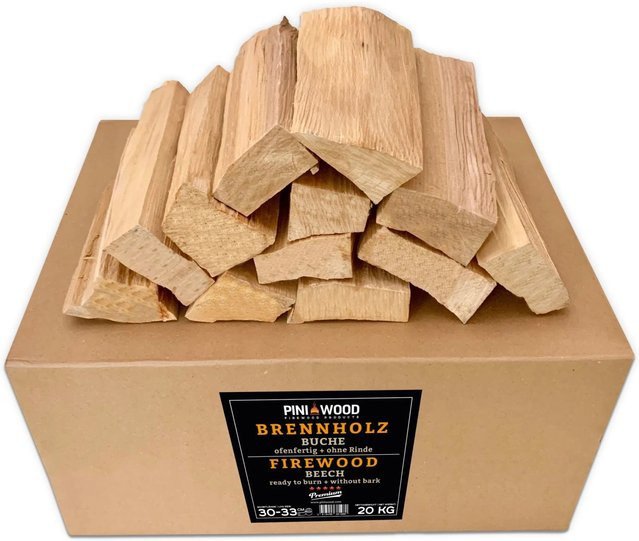 PINI Grillholz Buche ohne Rinde, 20 kg, 30-33 cm für Pizzaofen, Grill und Smoker - Bild 1