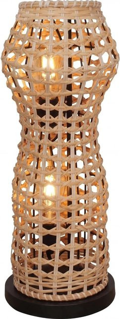 Licht-Erlebnisse Stehleuchte Boho mit Rattan Korbschirm, 2-flammig, E27, Farbe: Beige, Höhe: 60 cm - Bild 1