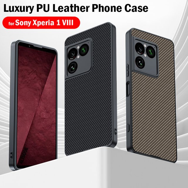 Schutzhülle für Sony Xperia 1 VIII aus PU-Leder mit Kohlefaser-Textur in Schwarz - Bild 1