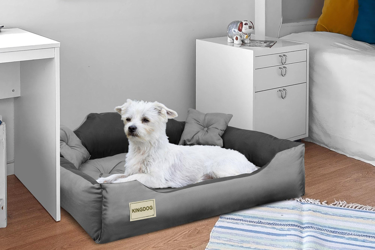 Kingdog Hundebett aus Mikrofaser in Grau, rechteckiges Design - Bild 6