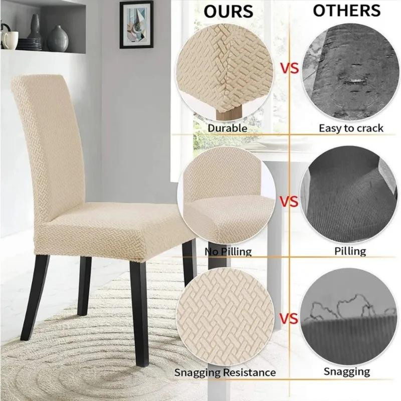 Universeller Jacquard Stuhlbezug mit T-Muster für Esszimmerstühle aus Polyester und Elasthan - Bild 2