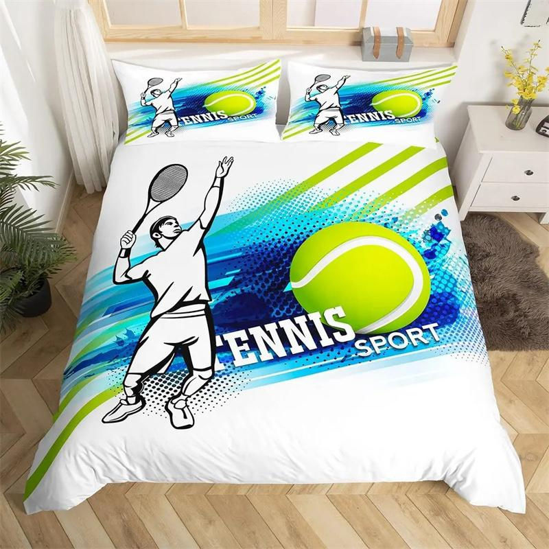 Lodestar Bettwäsche-Set mit Tennisplatz-Print in Gelb und Blau, 3-teiliges Microfaser-Bettwäsche-Set mit Bettdeckenbezug und Kissenbezügen, B/H: 240 x 220 cm - Bild 2