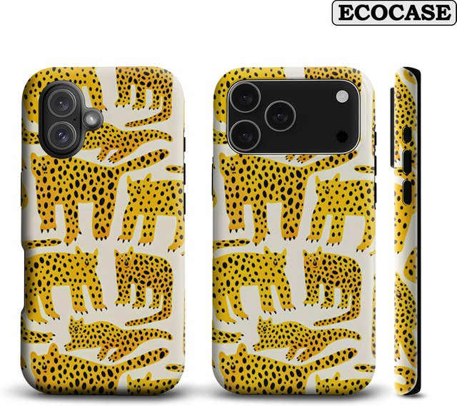 Handyhülle mit Gepardenmuster für Apple iPhone 17 16 15 14 13 12 11 Pro Max Plus in Multicolour mit doppelschichtiger Rückseite - Bild 1