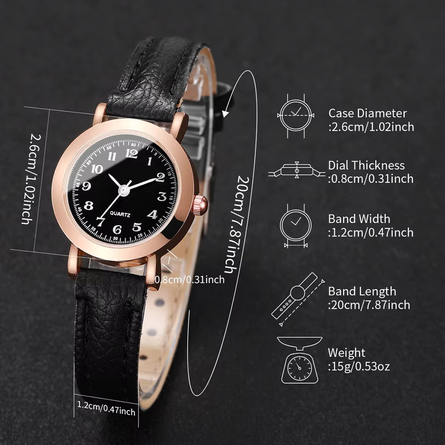 Armbanduhr Quarz, Leder, Roségold, Damen - Bild 3