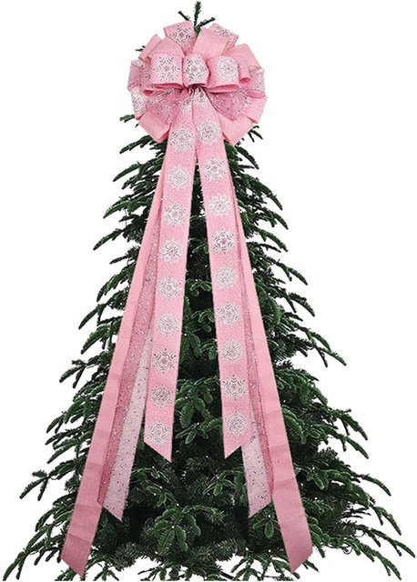 Tooarts Weihnachtsbaumspitze Schleife in Pink aus Polyester, Höhe: 113 cm, Breite: 33 cm - Bild 1