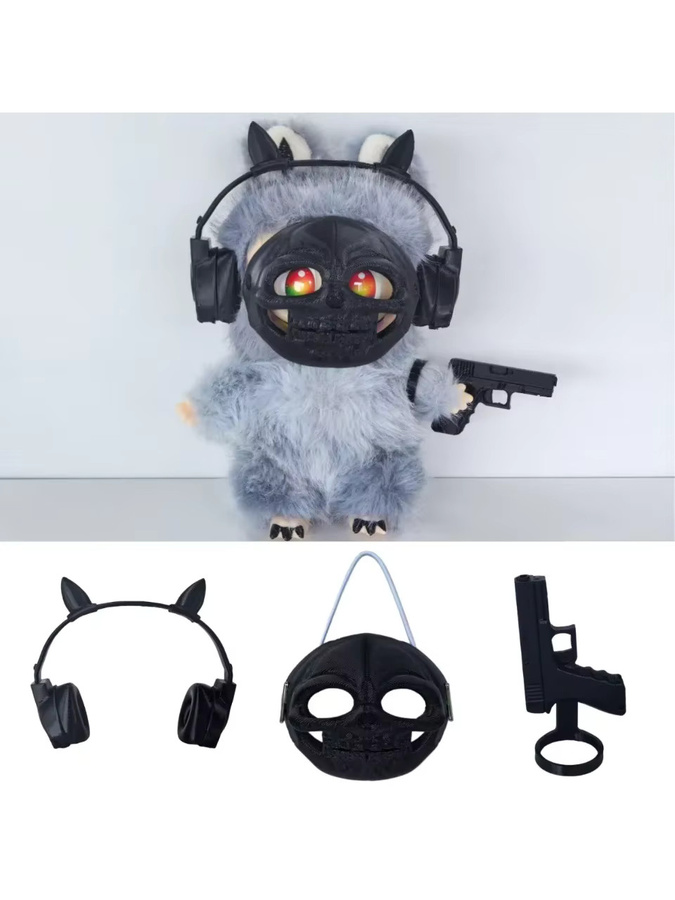 Adoowoo Labubu Halloween Zubehör, bewegliche Puppe, Schwarz - Bild 4