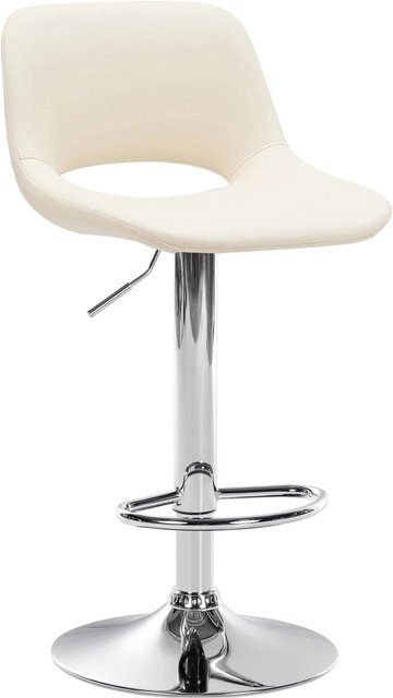 DELUKE Barhocker JAKSON Tresenhocker mit Lehne aus Creme Kunstleder und Chrom - Bild 1