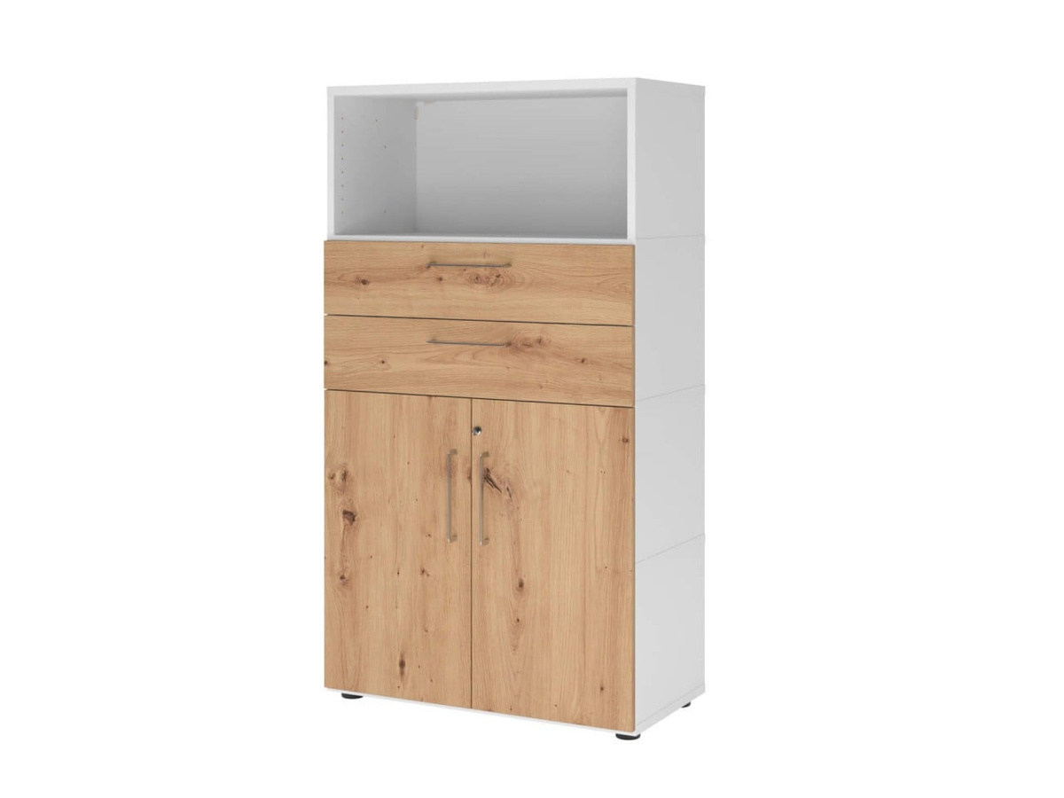 BIGBOXX Kombischrank aus Holz und Metall in Weiß mit Türen und Schubladen für dein Home-Office - Bild 1