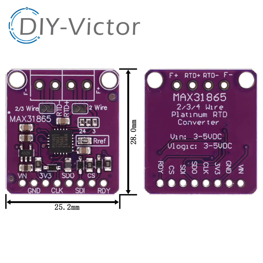 MAX31865 PT100 zu PT1000 RTD-zu-Digital Konverter Board Temperatur Sensor Verstärker Modul für Arduino (3,3 V/5 V) - Bild 3