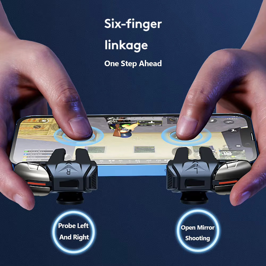 APWIKOGER G21 Handy Spiel Trigger Gamepad Joystick mit 6-Finger Steuerung und L1 R1 Tasten in Schwarz für Mobile Gaming - Bild 3
