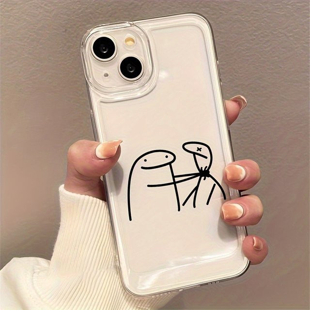 Transparente TPU-Handyhülle mit Cartoon-Line-Art-Muster für iPhone 11 bis iPhone 17 Pro Max Serie - Bild 1
