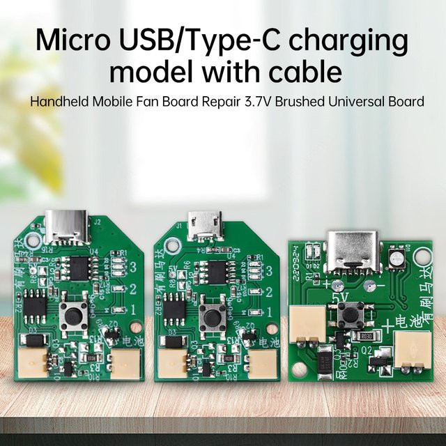 USB wiederaufladbare Steuerplatine für kleine Handheld-Lüfter, 3,7 V gebürsteter Universal-Micro-Lüfter mit Typ-C Anschluss, Grün - Bild 1