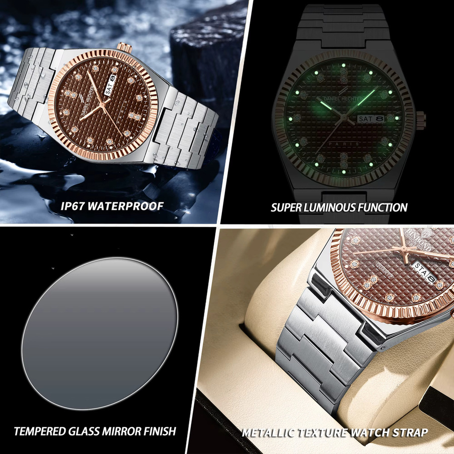 BINBOND Armbanduhr Quarz, Edelstahl, Schwarz, Bicolor, Herren - Bild 6