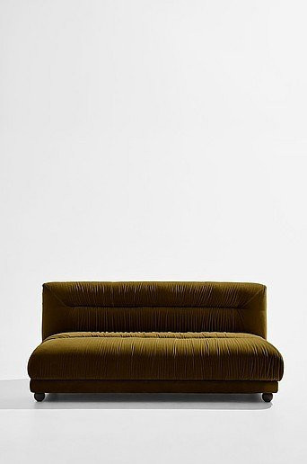 Elmo Zweisitzer-Sofa in Pastill mit Samtbezug und Holzgestell - Bild 1