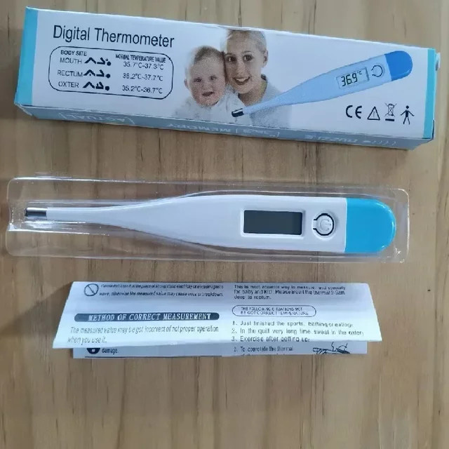 Digitales Wasserthermometer mit Fieberalarm für die orale und axillare Temperaturmessung in Blau und Weiß - Bild 1