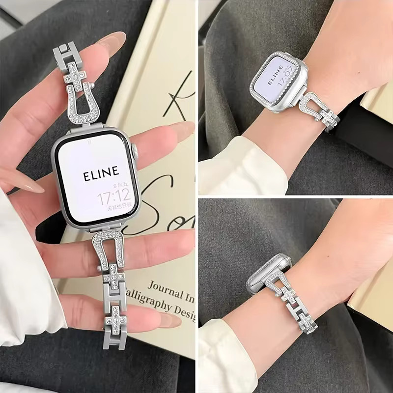 TINUORA Uhrenarmband Edelstahl, Diamant, Zirkonia, Silber, Damen - Bild 2