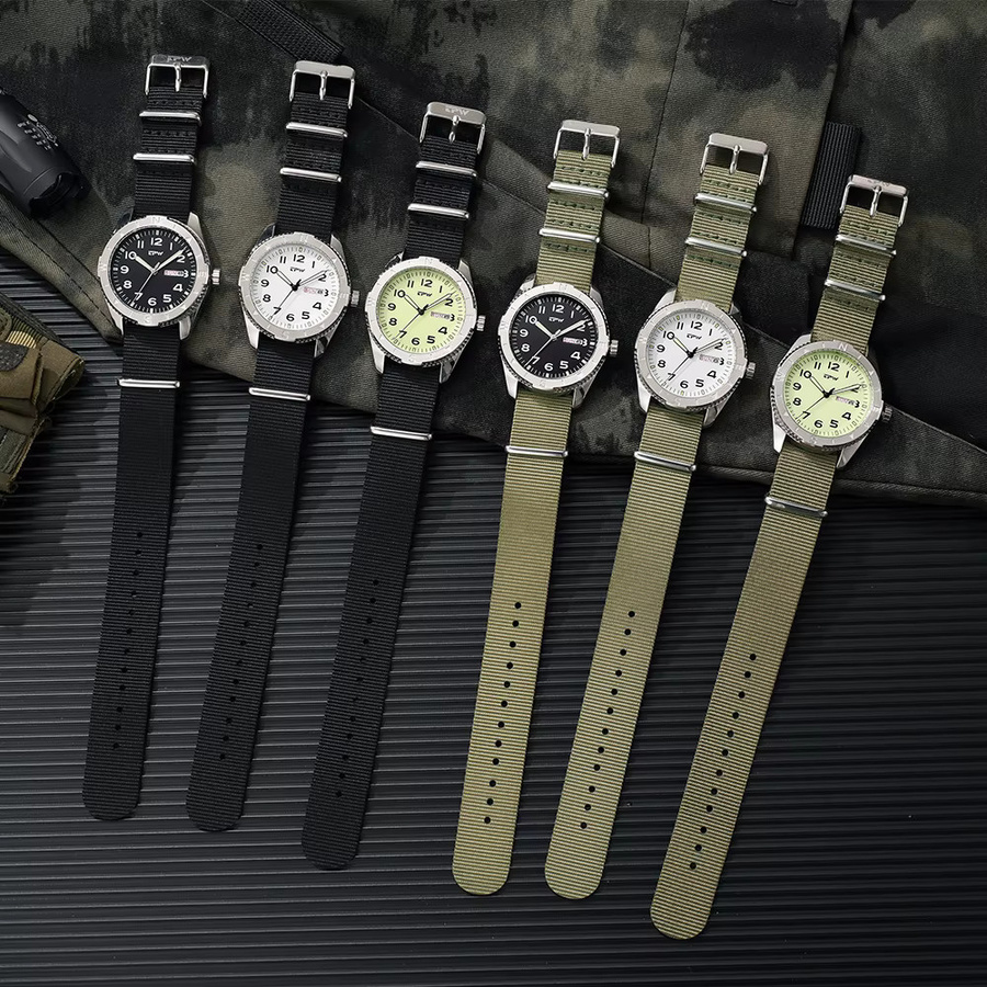 TPW Felduhr, Quarz, Edelstahl, 40 mm, Textil/NATO, Silber, Unisex - Bild 3