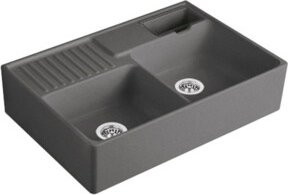 Villeroy & Boch Spülstein-Doppelbecken C-plus in Grau, Wandhängend, Breite: 90 cm - Bild 1
