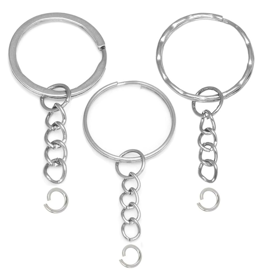 Schlüsselanhänger mit Kette und Biegeringe, Silber Gold, Metall - Bild 1