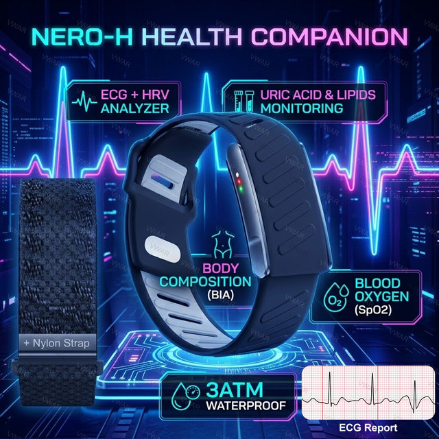 VWAR MG ECG Smart Band Fitness-Tracker in Pink mit SpO2, Herzfrequenz und Blutdruckmessung für Damen und Herren - Bild 1