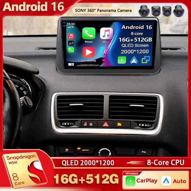 RSNAVI Android 16 Autoradio für Opel Meriva B 2009-2014 mit 2K QLED Display, CarPlay, 4G, Bluetooth und AI Sprachsteuerung, Schwarz - Bild 1
