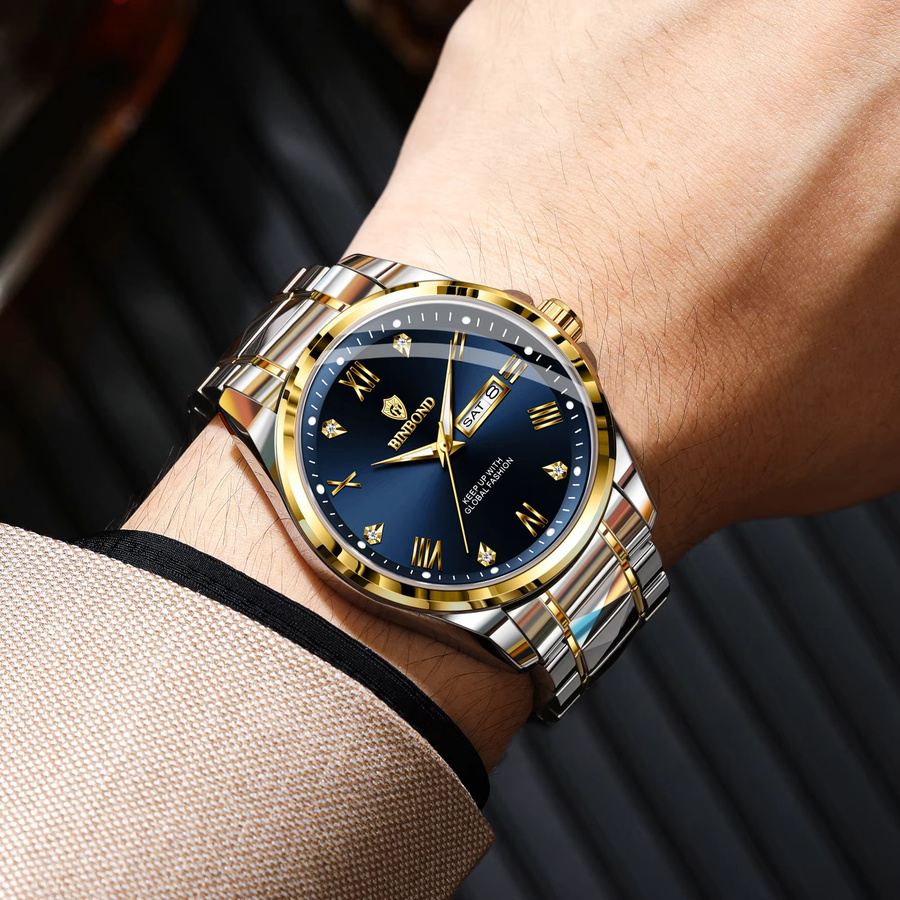 BINBOND Armbanduhr Quarz, Edelstahl, Blau, Herren - Bild 3