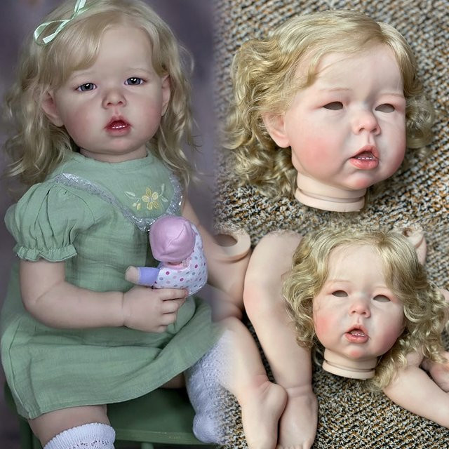 AnjoDoll Liam Bebe Reborn Puppe Kits, Handgemachte Gemalt/Unlackiert, Realistische Nette Neugeborene Puppe Teile Mit Zähne Kit Bebé Reborn, Blau - Bild 1