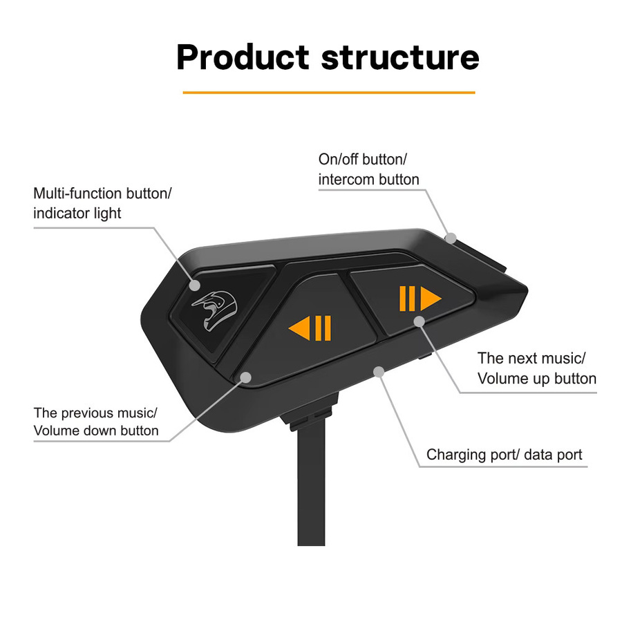 FreedConn Helm-Bluetooth-Headset für Motorradfahrer in Schwarz mit Intercom-Gruppenkommunikation und FM-Radio für bis zu 12 Fahrer - Bild 4