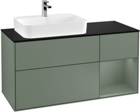 V&B Finion Waschtischunterschrank mit LED-Wandbeleuchtung, Breite: 120 cm, Lackierung in Olivgrün - Bild 1