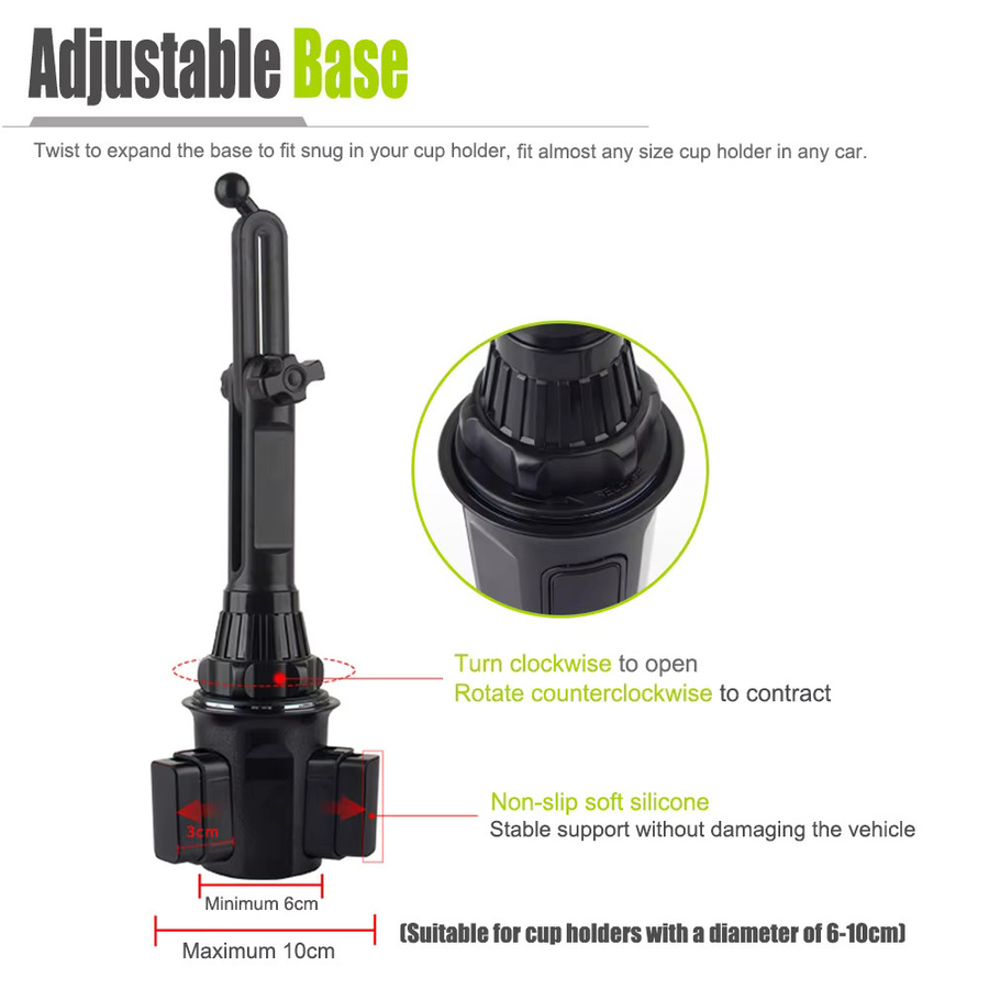 360 Grad drehbarer Auto-Getränkehalter und Handyhalterung in Schwarz für Handys mit dickem Gehäuse, Breite: 10,2–17,8 cm - Bild 3