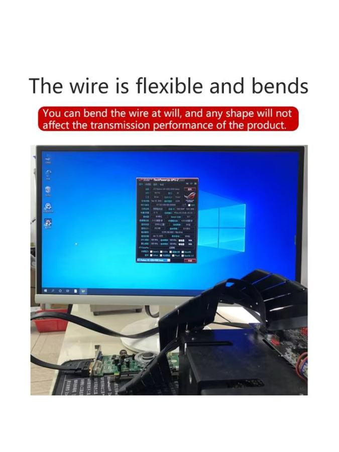 PCIe 3.0 x16 Riser Kabel für GPU, flexibles High Speed PCI Express 16X Verlängerungskabel und Port Adapter, Schwarz - Bild 7