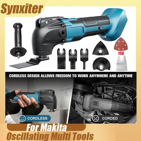 Synxiter Oszillierendes Multifunktionswerkzeug für Makita 18V Akku, 6 Gänge, Elektrische Holzschneidemaschine und Trimmer für Renovierungsarbeiten