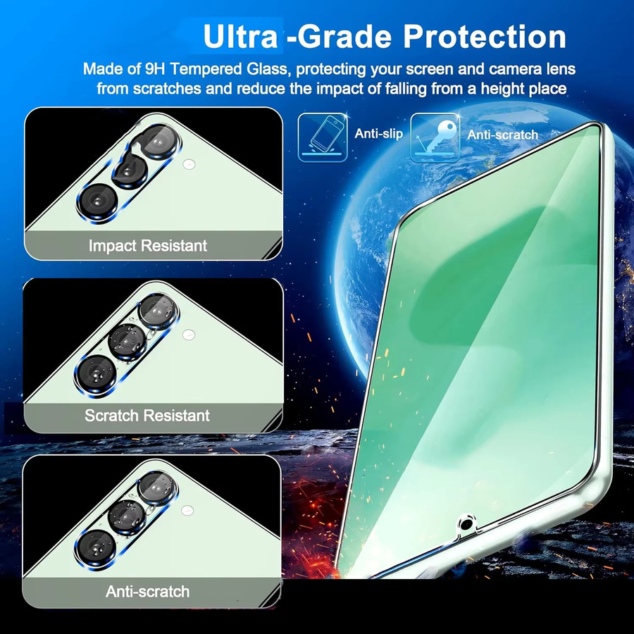 6in1 Displayschutzfolie aus gehärtetem Glas mit Objektivschutz für Samsung Galaxy A57 A37 A17 A07 A35 A55 A16 A36 A56, transparent - Bild 6