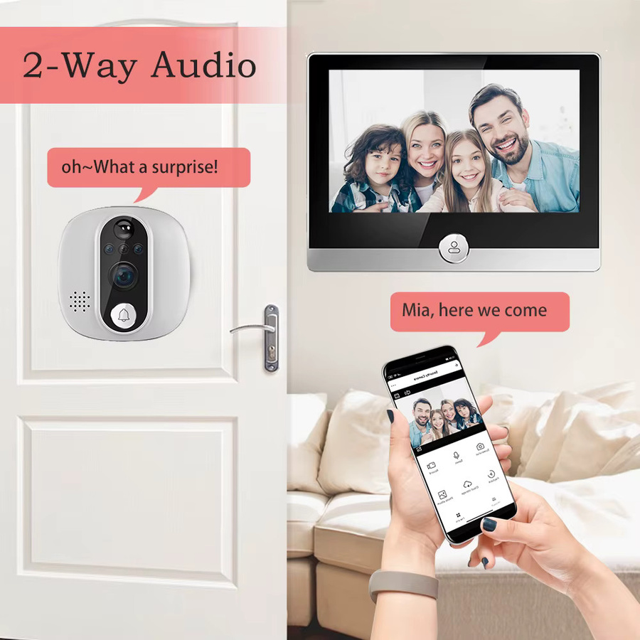 HunterTBK Smart Life Tuya WLAN-Türklingel mit 3MP Kamera, 1080P Auflösung, 5G/2.4G WLAN, 5000mAh Akku, PIR-Bewegungsmelder und IR Digitaler Türspion - Bild 2