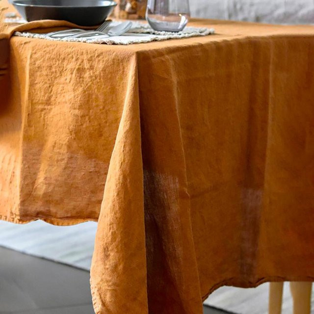 JMG Household Supplies Tischdecke aus 100% reinem Leinen, rechteckig, Orange, B/L: 140 x 200 cm - Bild 1