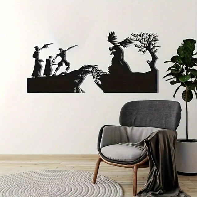 CIFBUY Bruderschaft Metall Wandkunst Silhouette Hand in Schwarz als minimalistische Dekoration für Büro und Heimkino - Bild 1