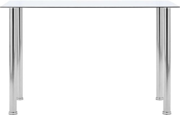 vidaXL Esstisch aus Glas in Transparent, modern und rechteckig, B/T/H: 120 x 60 x 75 cm