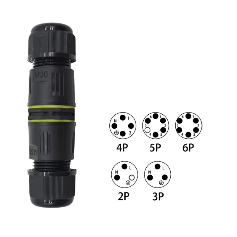 ELECAPITAL IP68 M20 Wasserdichter Kabelstecker mit Schraubterminal für elektrische Lichtanschlüsse, Schwarz - Bild 2