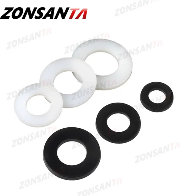 ZONSANTA Flache Unterlegscheiben aus Nylon in Schwarz, Weiß oder Multicolour für M2 bis M16 - Bild 1