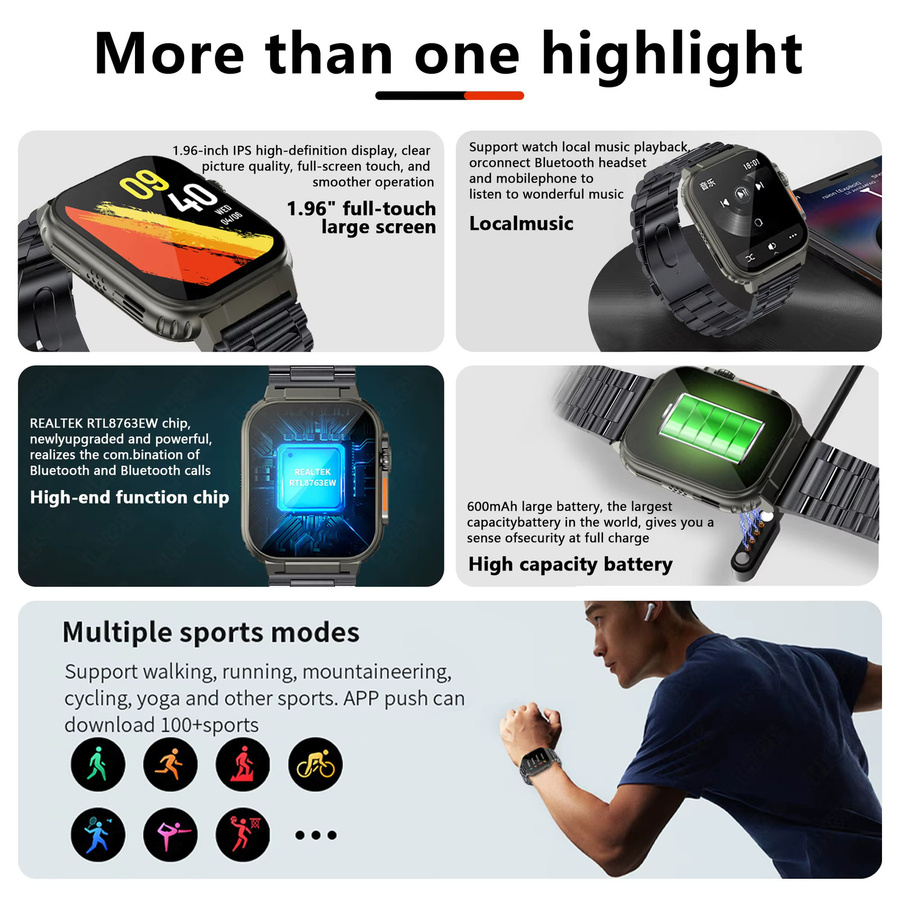 LIGE Smartwatch für Männer in Schwarz mit IP68 Wasserdichtigkeit und Fitness-Funktionen für Android - Bild 2