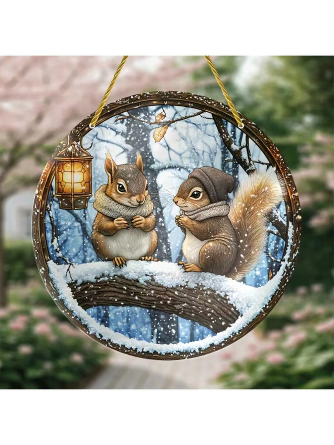 CIFBUY Glas-Anhänger mit Tiermotiven in Mehrfarbig, runde Weihnachts- und Thanksgiving-Dekoration zum Aufhängen - Bild 3