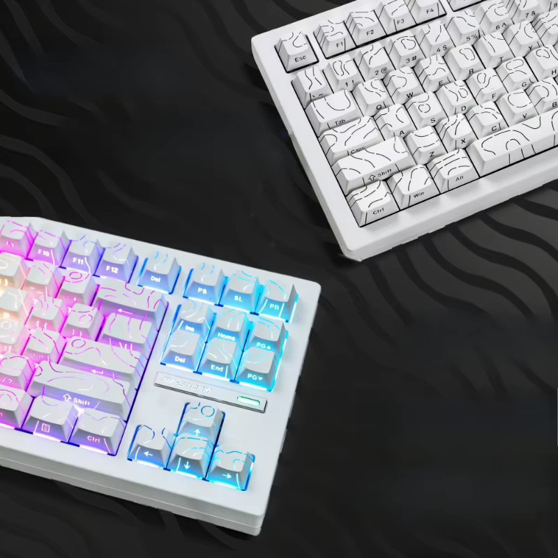 Super Contour PBT-Tastenkappen in Weiß mit seitlicher Beleuchtung für mechanische Tastaturen (61/68/75/84/87 Tasten) - Bild 2