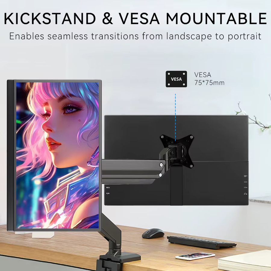 Pisichen Tragbarer Touchscreen-Monitor in Schwarz mit HD-Auflösung als Erweiterungsdisplay für Laptop, PC und PlayStation - Bild 4