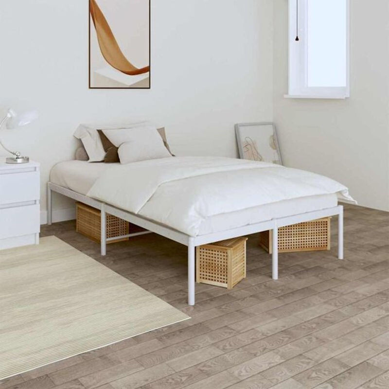 vidaXL Metallbett aus Stahl in Weiß, B/T: 120 x 200 cm - Bild 1
